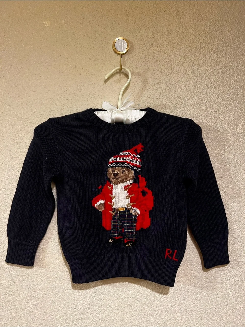 Ralph Lauren Polo Bear Sweater | Navy with Hat Design | NWOT